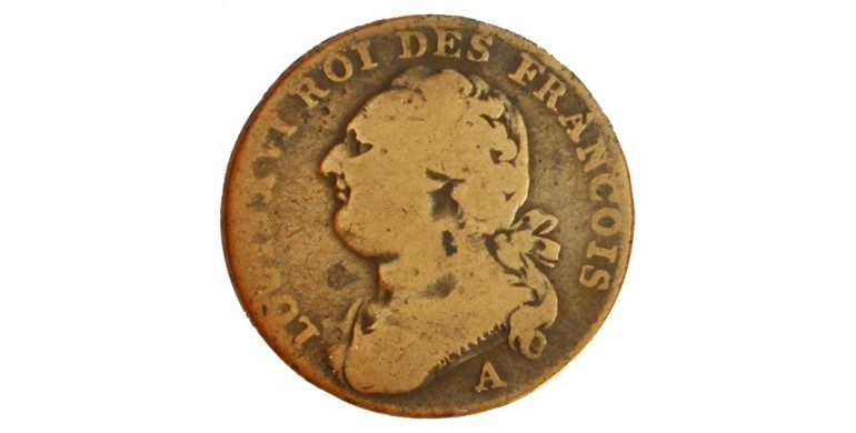 Monnaie, France , 12 deniers type françois, Louis XVI, Métal de cloche, 1791, Paris (A), P11281