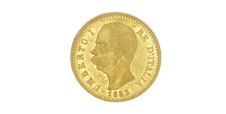 Monnaie, Italie, 20 Lire, Umberto Ier, Or, 1882, Rome (R), P14807