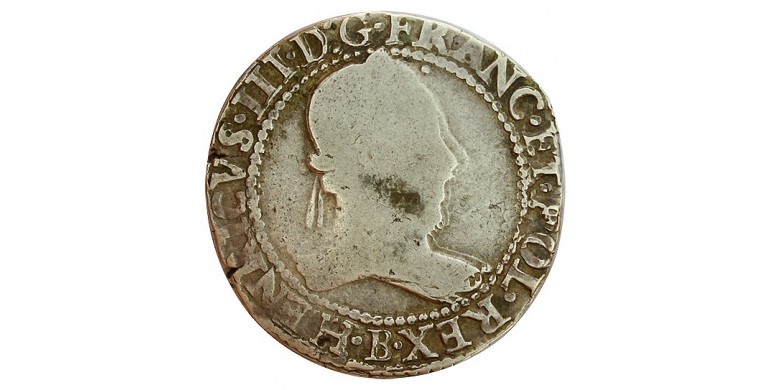 Monnaie, France , Franc au col plat, Henri III, Argent, 1578, Rouen (B), P11333