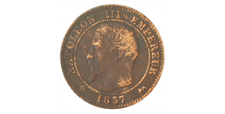 2 centimes, Napoléon III, Bronze, 1857, Lyon (D), P10368