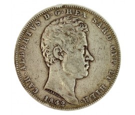 Monnaie, Sardaigne, 5 lire, Charles Albert, Argent, 1842, Gênes, P11369