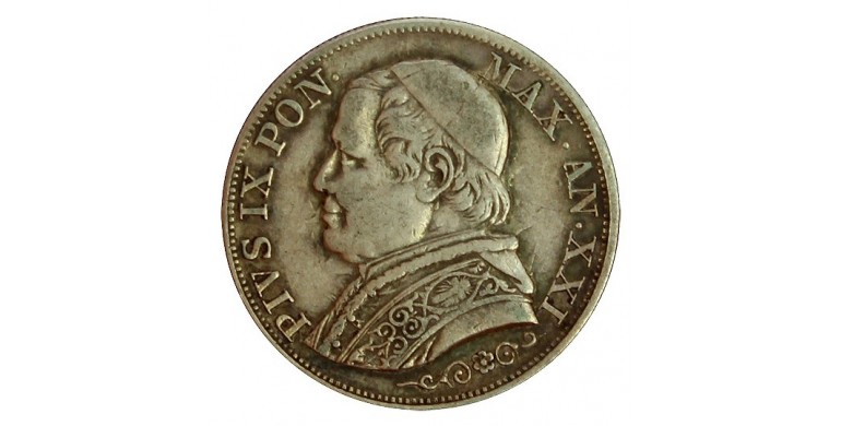 Monnaie, Etats Pontificaux, 1 lire, Pie IX, Argent, 1867, Rome (R), P11387