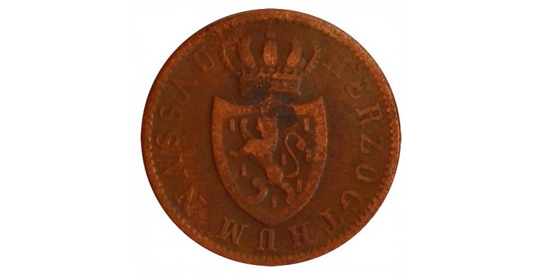 Monnaie, Nassau, 1 kreuzer, Wilhelm, Cuivre, 1834, Wiesbaden, P11398