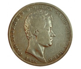 Monnaie, Sardaigne, 5 lire, Charles Albert, Argent, 1836, Gênes, P11406