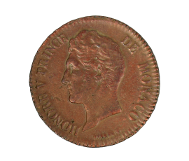 Monnaie, Monaco, 5 Centimes, Honoré V, 1837, Bronze, P15502