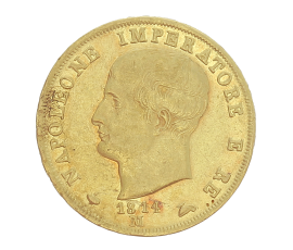 Monnaie, Italie - Royaume de Napoléon, 40 Lire, Napoléon Ier, Or, 1814, Milan (M), P15340