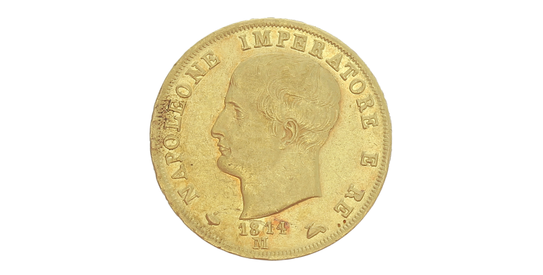 Monnaie, Italie - Royaume de Napoléon, 40 Lire, Napoléon Ier, Or, 1814, Milan (M), P15340