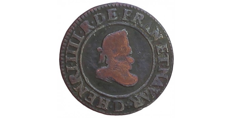 Monnaie, France , Double tournois, Henri IV, Cuivre, 1607, Lyon (D), P11435