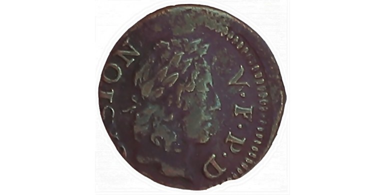 Monnaie, Dombes, Denier tournois, Gaston d'Orléans, Cuivre, 1654, Trévoux, P11449