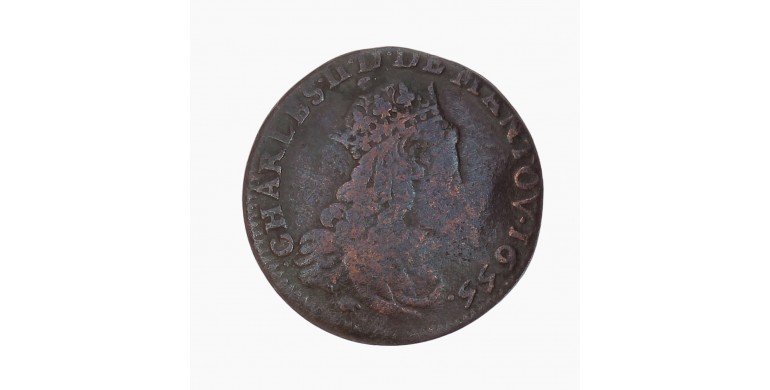 Monnaie, Principauté d'Arches-Charleville, 1 liard, Charles II, cuivre, 1655, Charleville, P15730