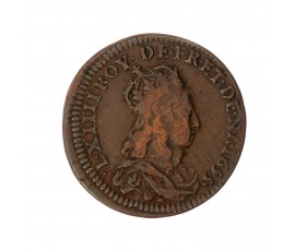Monnaie, France, Double Tournois, Louis XIV, cuivre, 1655, Bordeaux, P15731