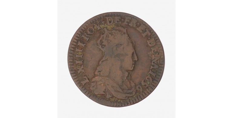Monnaie, France, Liard de France, Louis XIV, cuivre, 1656, Vimy-en-Lyonnais, P15733