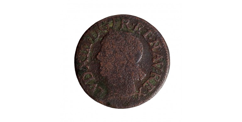 Monnaie, France, Double Tournois, Louis XIII, cuivre, 1642, La Rochelle, P15735