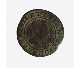 Monnaie, France, Double Tournois, Henri III, cuivre, 1588, Saint Lô, P15737