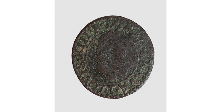 Monnaie, France, Double Tournois, Louis XIII, cuivre, 1616, Nantes, P15738