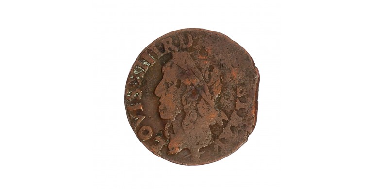 Monnaie, France, Double Tournois de Warin, Louis XIII, cuivre, 1643, Feurs, P15749