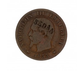 Monnaie, France, 5 centimes contremarque "Sedan", Napoléon III, Bronze, 1857, Lille (W), P14481