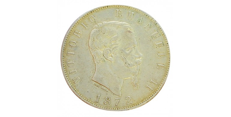 Monnaie, Italie , 5 lire, Victor Emmanuel II, Argent, 1872, Milan (M), P11470