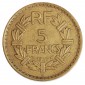 Monnaie, France, 5 Francs Lavrillier, IIIème République , Bronze-aluminium, 1945, Castelsarrasin (C), P14396