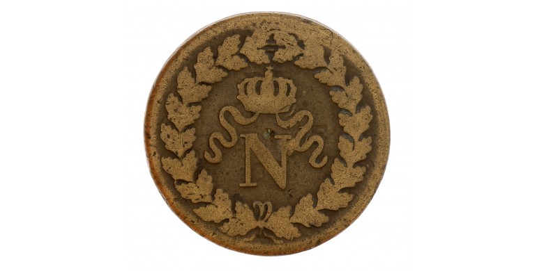 Monnaie, France, Décime à l'N couronné, Napoléon Ier, Bronze, 1814, Strasbourg (BB), P14468