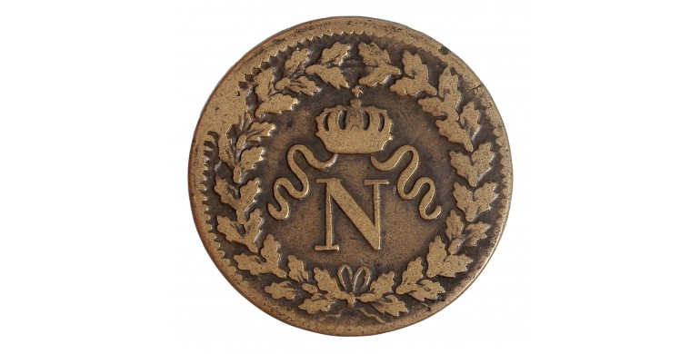 Monnaie, France, Décime à l'N couronné, Napoléon Ier, Bronze, 1815, Strasbourg (BB), P14469