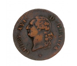 Monnaie, France, Sol à l'Ecu, Louis XVI, cuivre, 1791, Pais, P15751