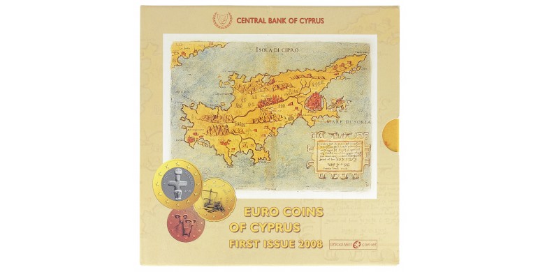 Chypre, Coffret BU première frappe d'Euro, 2008, 8 pièces, C10436