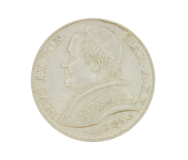Monnaie, Italie - Etats Pontificaux, 2 Lire, Pie IX, 1866, Argent, Rome (R), P15492