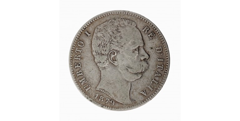 Monnaie, Italie, 5 Lire, Umberto Ier, Argent, 1879, Rome (R), P15511
