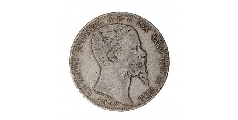 Monnaie, Italie, 5 Lire, Victor Emmanuel, Argent, 1852, Rome, P15512