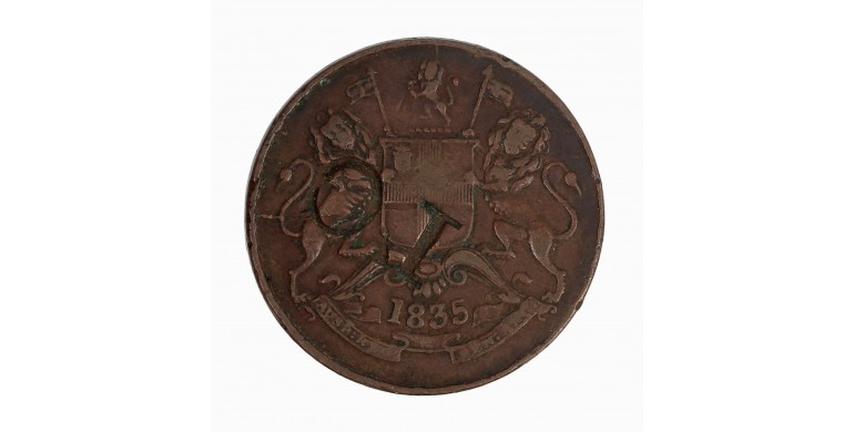 Monnaie, Indes Britanniques, 1/2 Anna, cuivre, 1834, Bombay, P15514