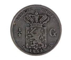 Monnaie, Indes orientales néerlandaises, 1/4 Gulden, William III, Argent, 1854, Utrecht, P15525