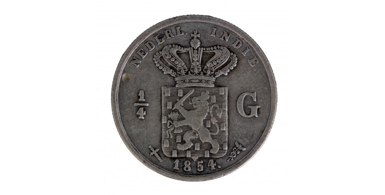 Monnaie, Indes orientales néerlandaises, 1/4 Gulden, Argent, 1854, Utrecht, P15525