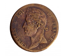 Monnaie, Guyane Française, 5 centimes, Charles X, bronze, 1830, Paris, P15531