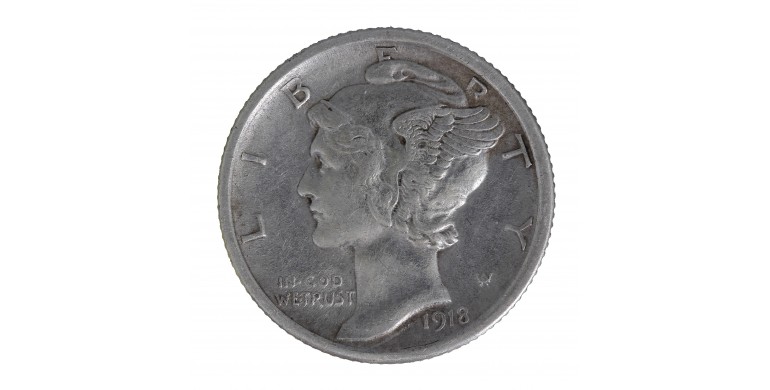 Monnaie, Etats-Unis, 1 Dime Mercure, Argent, 1918, P15534