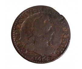 Monnaie, France,1 Liard de Rethel,  Charles Ier de Gonzague, cuivre, 1614, P15551