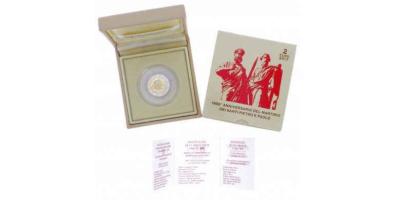Monnaie, Vatican, 2 euro -150ème anniversaire des martyrs Saint Pierre et Saint Paul, bimétallique, 2017, P16098