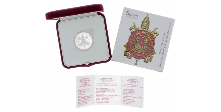 Monnaie, Vatican, 5 euro, 50ème anniversaire de l'association de Saint Pierre et Saint Paul, Argent, 2021, P16110