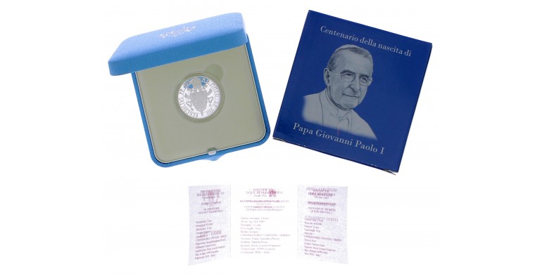 Monnaie, Vatican, 5 euro, 100ème anniversaire de la naissance du pape Jean Paul Ier, Argent, 2012, P16116