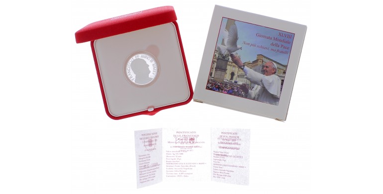 Monnaie, Vatican, 5 euro, 48ème journée mondiale de la paix, Argent, 2015, P16120
