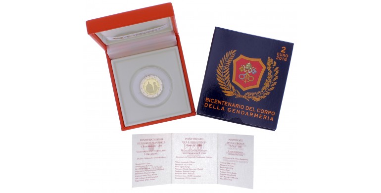 Monnaie, Vatican, 2 Euro - Bicentenaire du corps de la gendarmerie, cupro-nickel, 2016, P16133