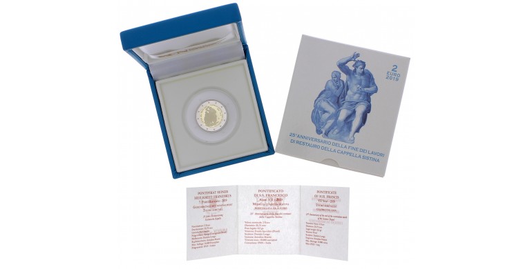 Monnaie, Vatican, 2 Euro - 25ème anniversaire de la restauration de la chapelle Sixtine, cupro-nickel, 2019, P16137