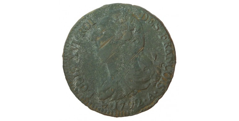 2 sols  type François, Louis XVI, Cuivre ou métal de cloche, 1792, Paris (A), P10502