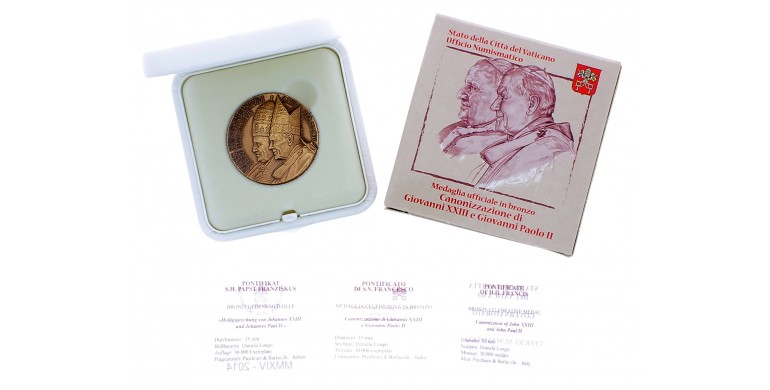 Médaille, Vatican, Canonisation des papes Jean XXIII et Jean Paul II, Bronze, 2014, P16151