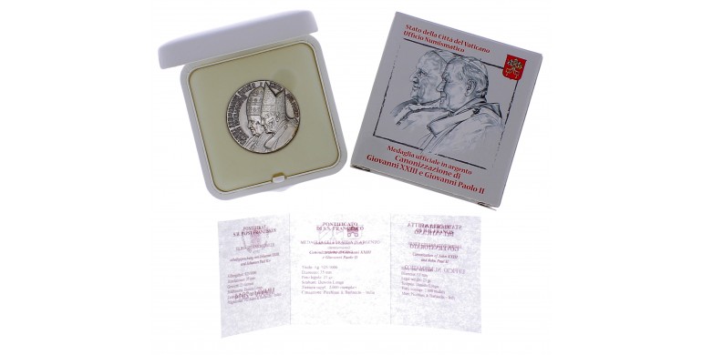 Médaille, Vatican, Canonisation des papes Jean XXIII et Jean Paul II, Argent, 2014, P16156