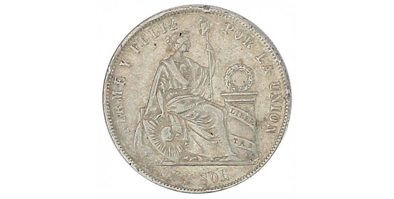 Monnaie, Pérou, Sol, Liberté Assise, Argent, 1870, Lima, P11523