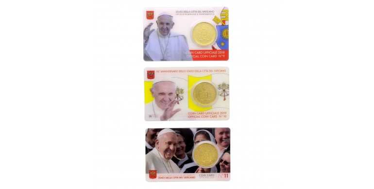 Vatican, Lot de "Stamp and Coin Cards" 50 centimes BU, 2020, P16218