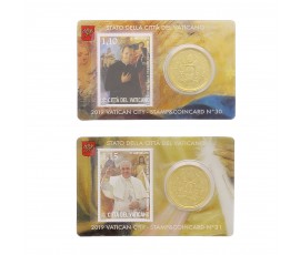 Vatican, Lot de "Stamp and Coin Cards" 50 centimes BU, 2019, P16225