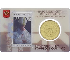 Monnaie, Vatican, 50 centimes Euro - Stamp and Coincard N°9, 2015, P16229