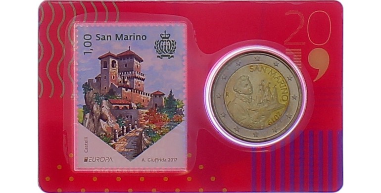 Monnaie, République de Saint-Marin, 2 Euro "Stamp and Coincard, cupro-nickel, 2018, P16248